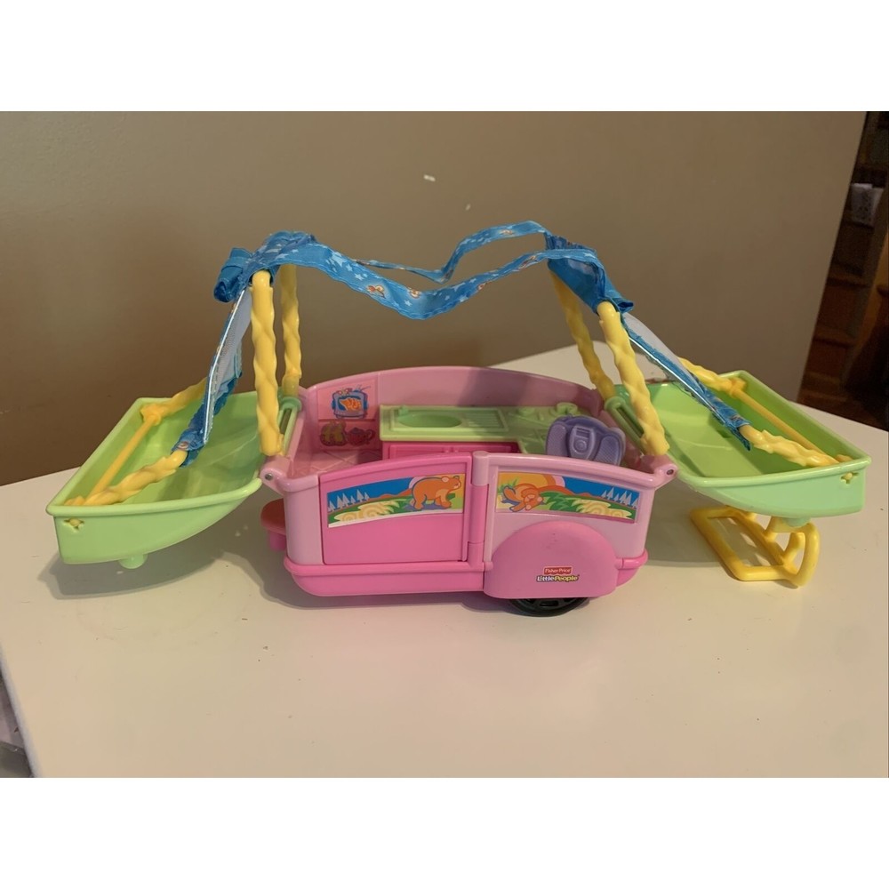 Fisher-Price Little People 2007 Pop Up Camper Camping Toy Sounds L2344 Works